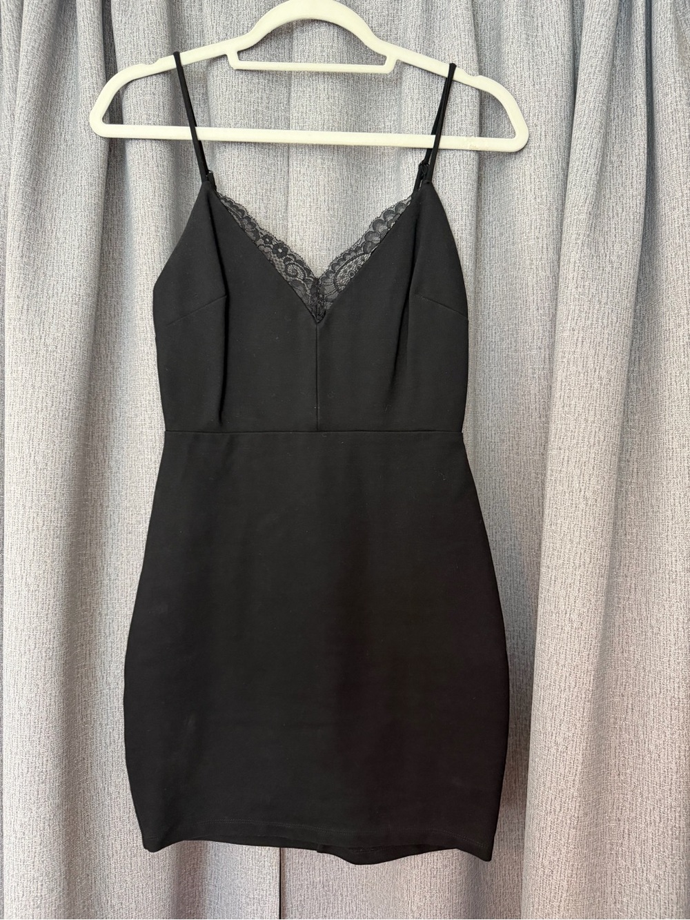 Lulu's Black Lace-Trim Mini Slip Dress